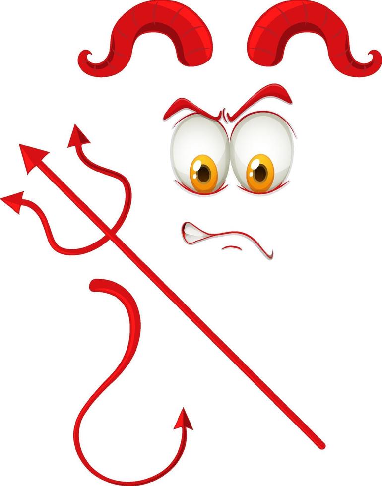 Evil face with devil element vector