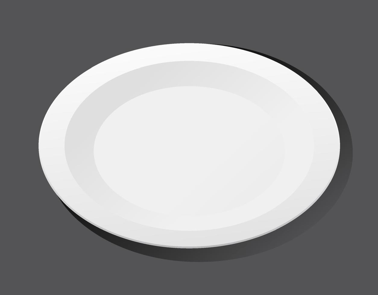 White plain plate on black background vector