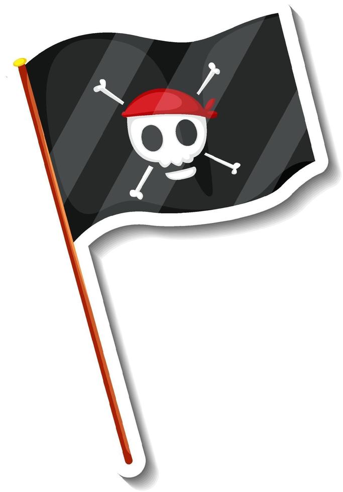 Plantilla de etiqueta con bandera pirata aislado vector