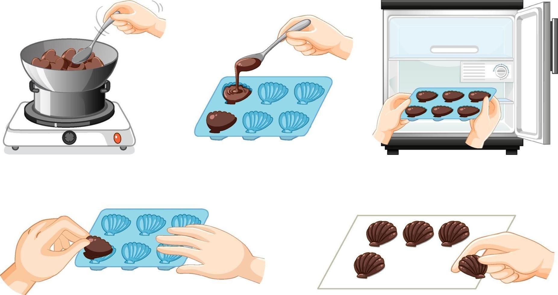 como hacer pasos de chocolate vector