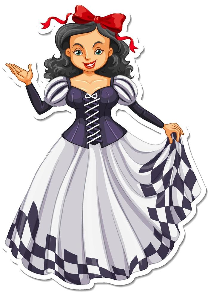 Beautiful princess cartoon character sticker vector