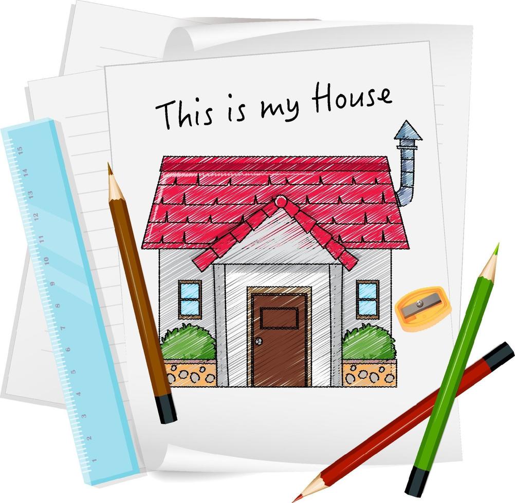 Sketch little house on paper isolated vector