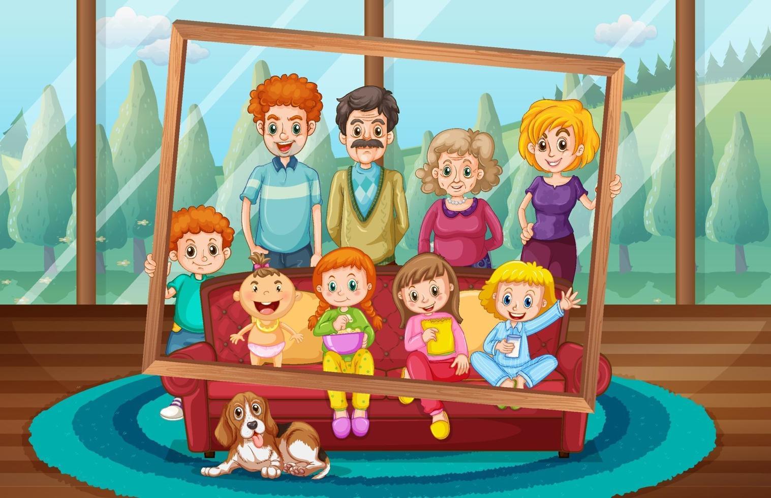 Happy family taking photo together vector