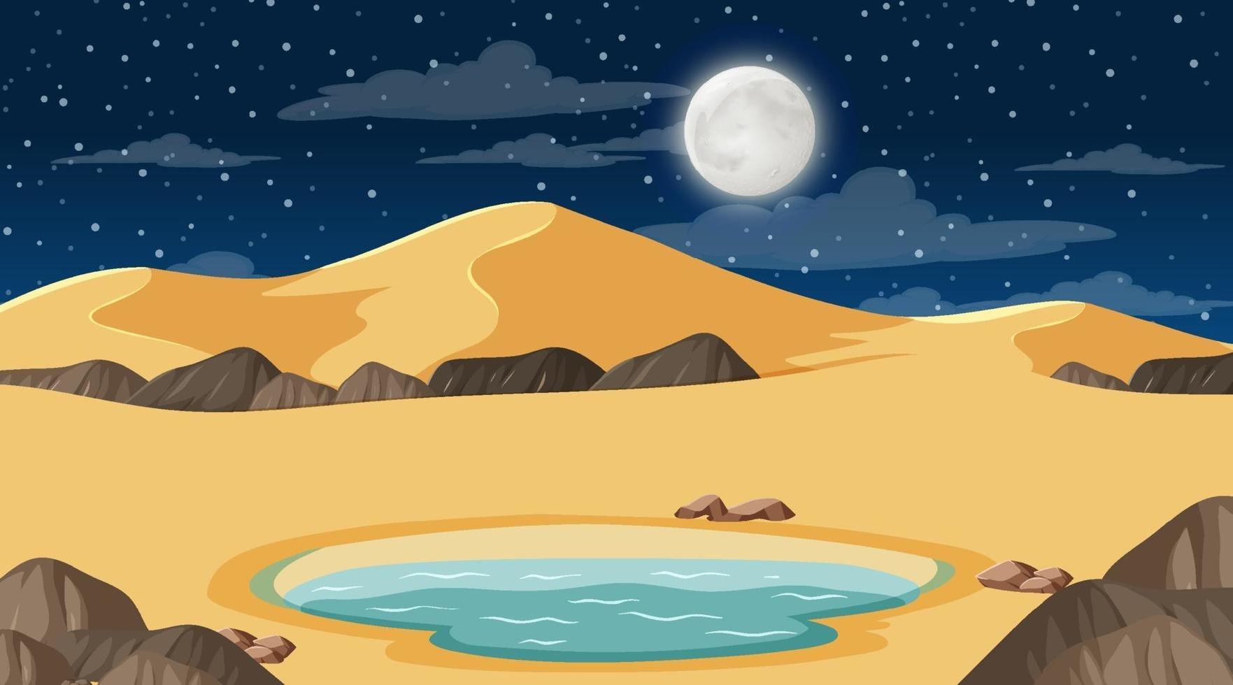 Desert forest landscape at night scene vector