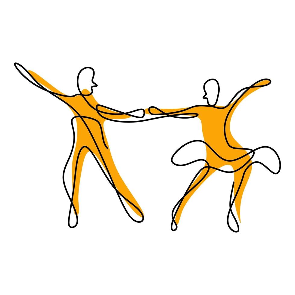 Couple drawing continuous line drawing of dancing man and woman vector