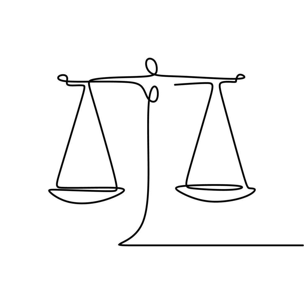 Weight balance symbol. Libra or law identity one line drawing style vector