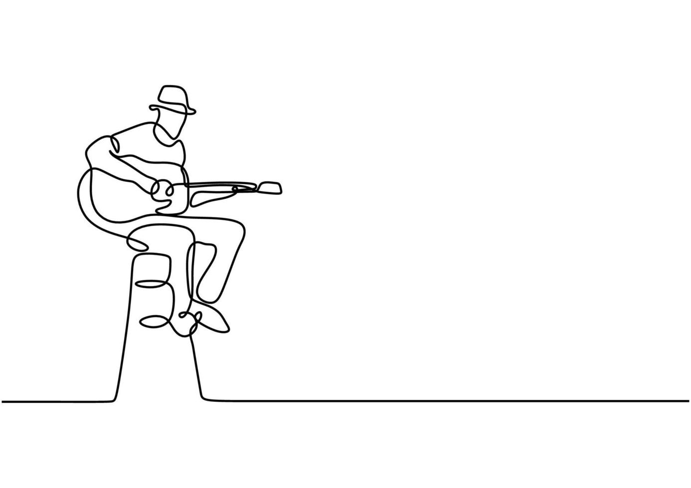 acoustic guitar player one line drawing guitarist vector