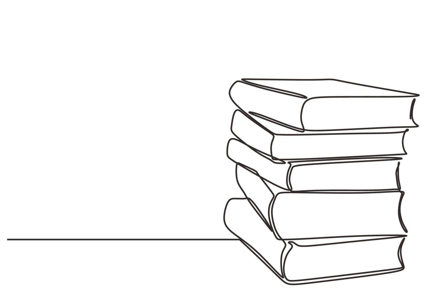 Stack of book continuous line drawing minimalist hand drawn vector