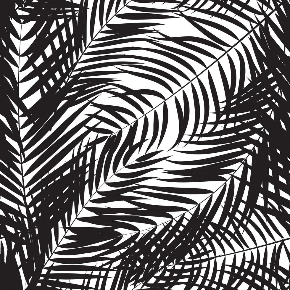 Beautiful Palm Tree Leaf Silhouette Seamless Pattern Background vector