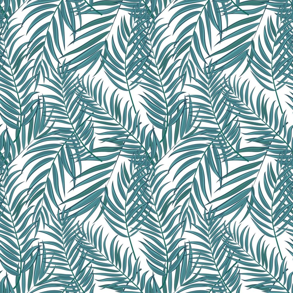 hermoso, palmera, hoja, silueta, seamless, patrón, plano de fondo vector