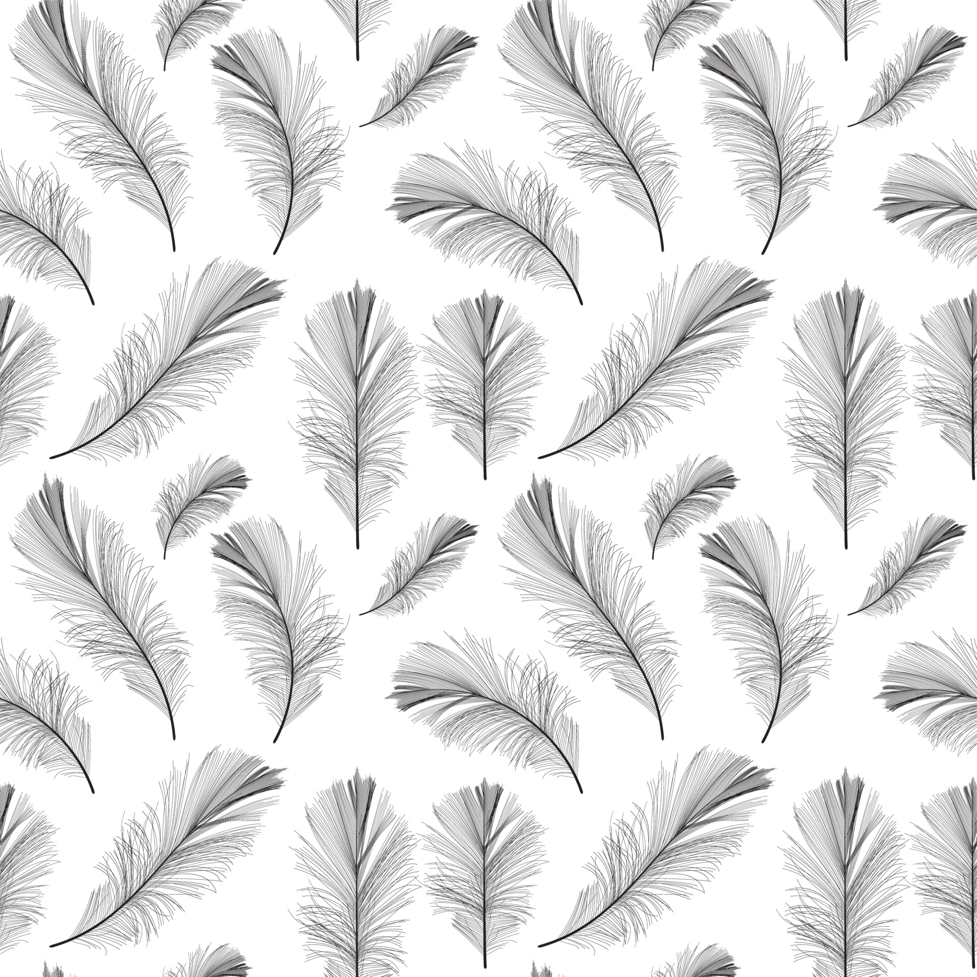 Bird Feather Hand Drawn Seamless Pattern Background 3363738 Vector Art