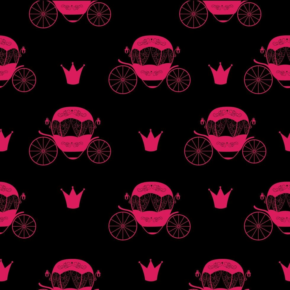 Princess Cinderella Fairytale Carriage. Seamless Pattern vector