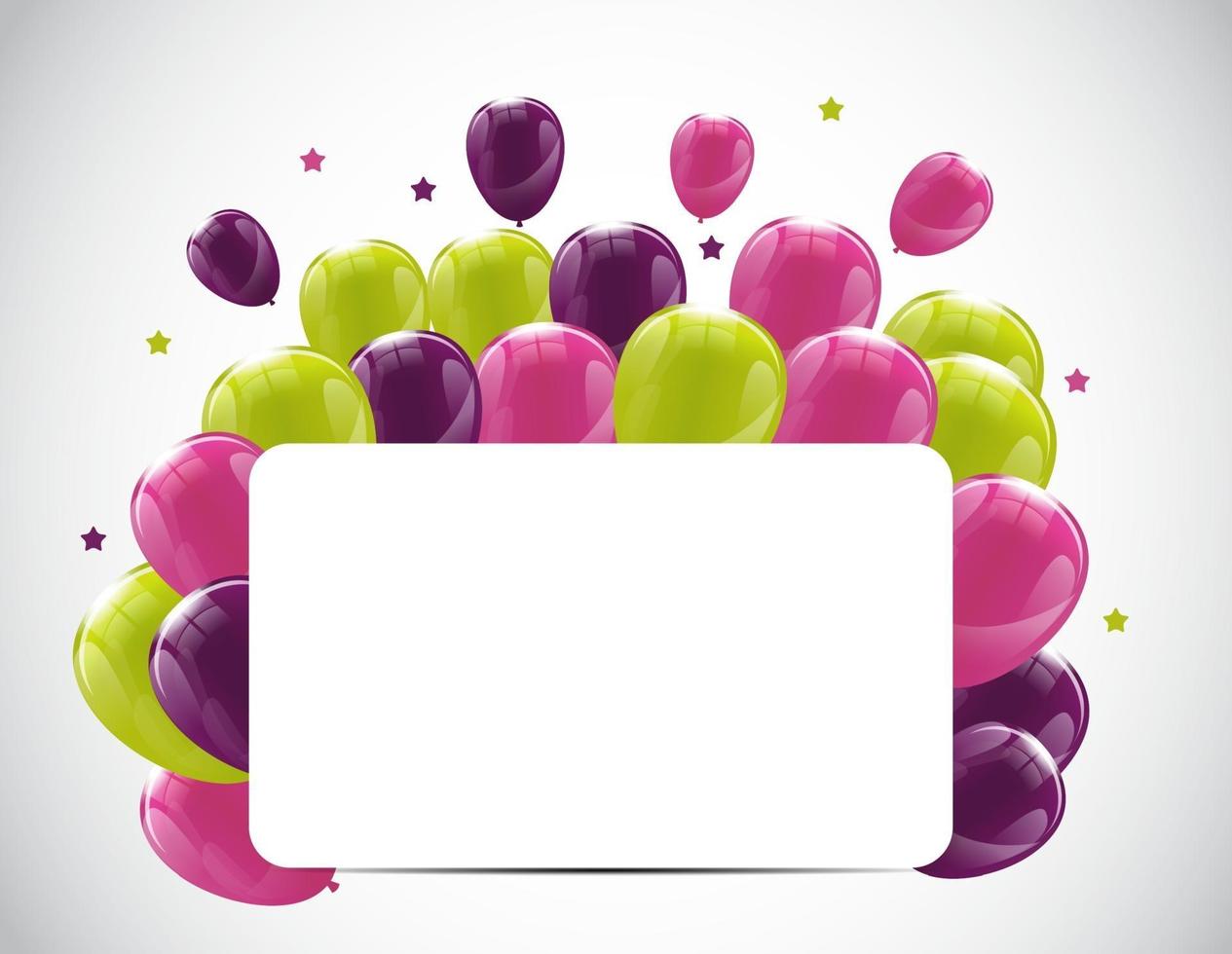 Color Glossy Happy Birthday Balloons Banner Background vector