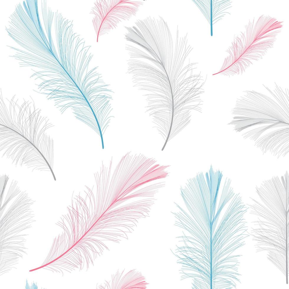 Bird Feather Hand Drawn Seamless Pattern Background vector