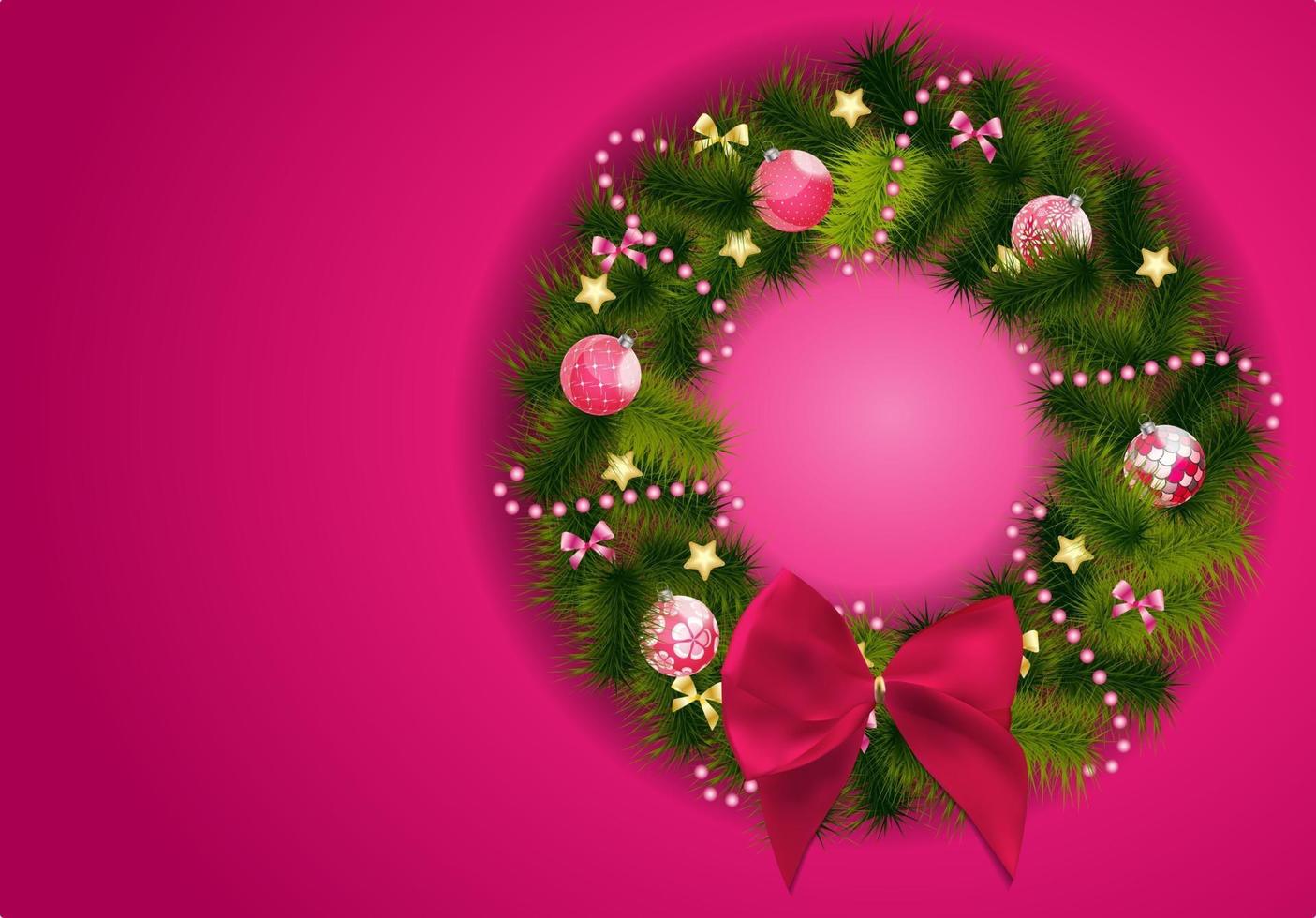 Abstract Beauty Christmas and New Year Background with Wreath. vector
