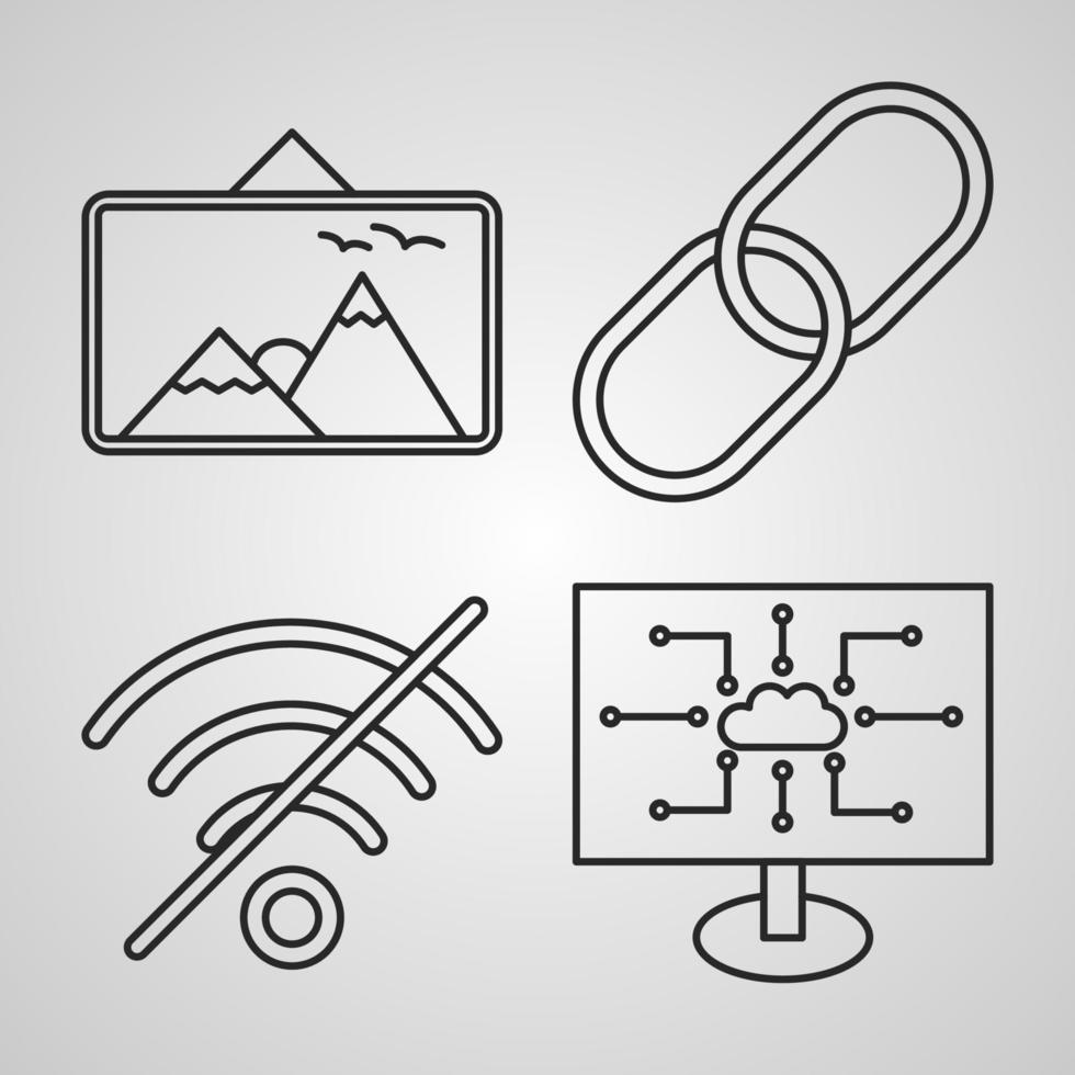 Set of Vector Line Icons of Seo