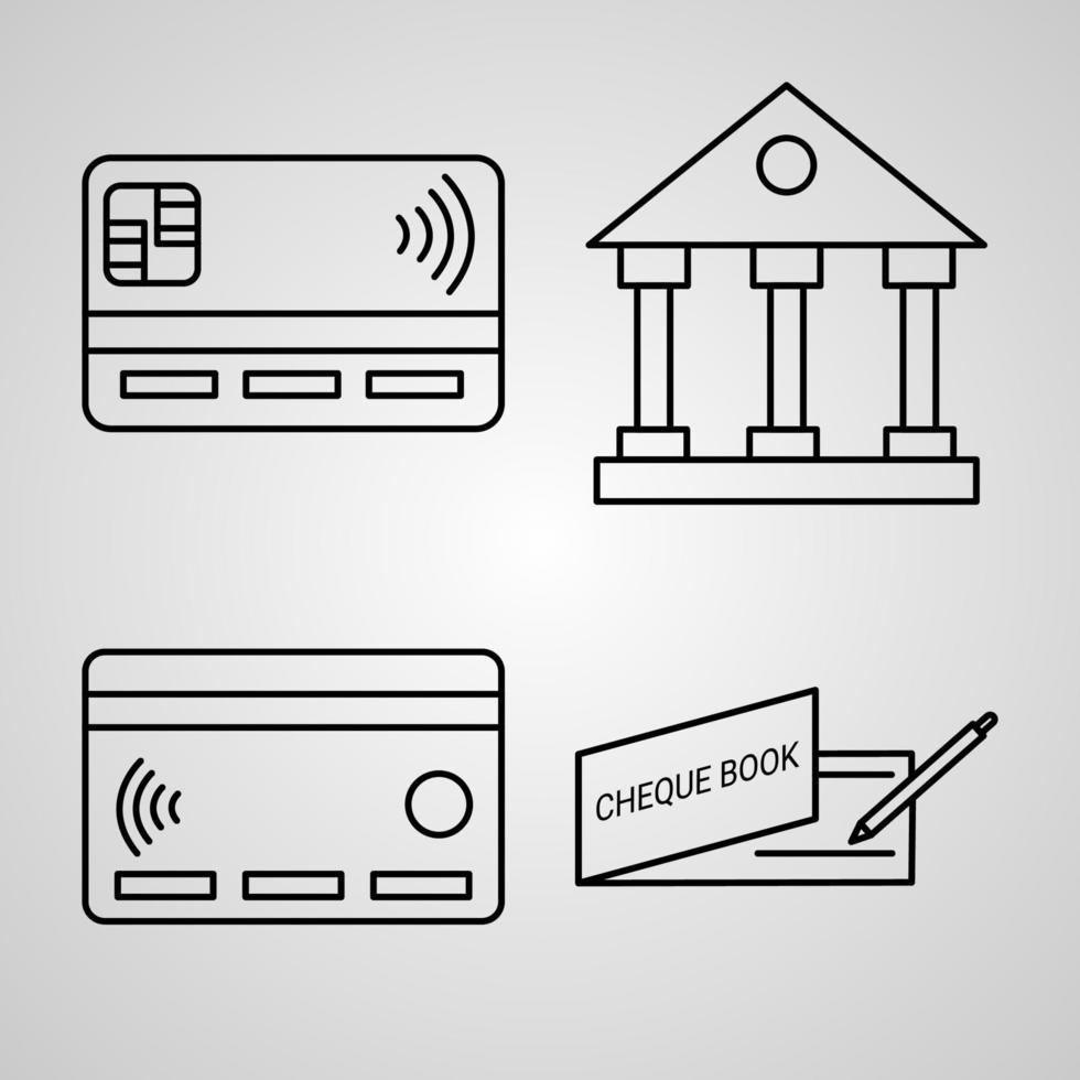 Set of Banking Icons Vector Illustration Isolated on White Background