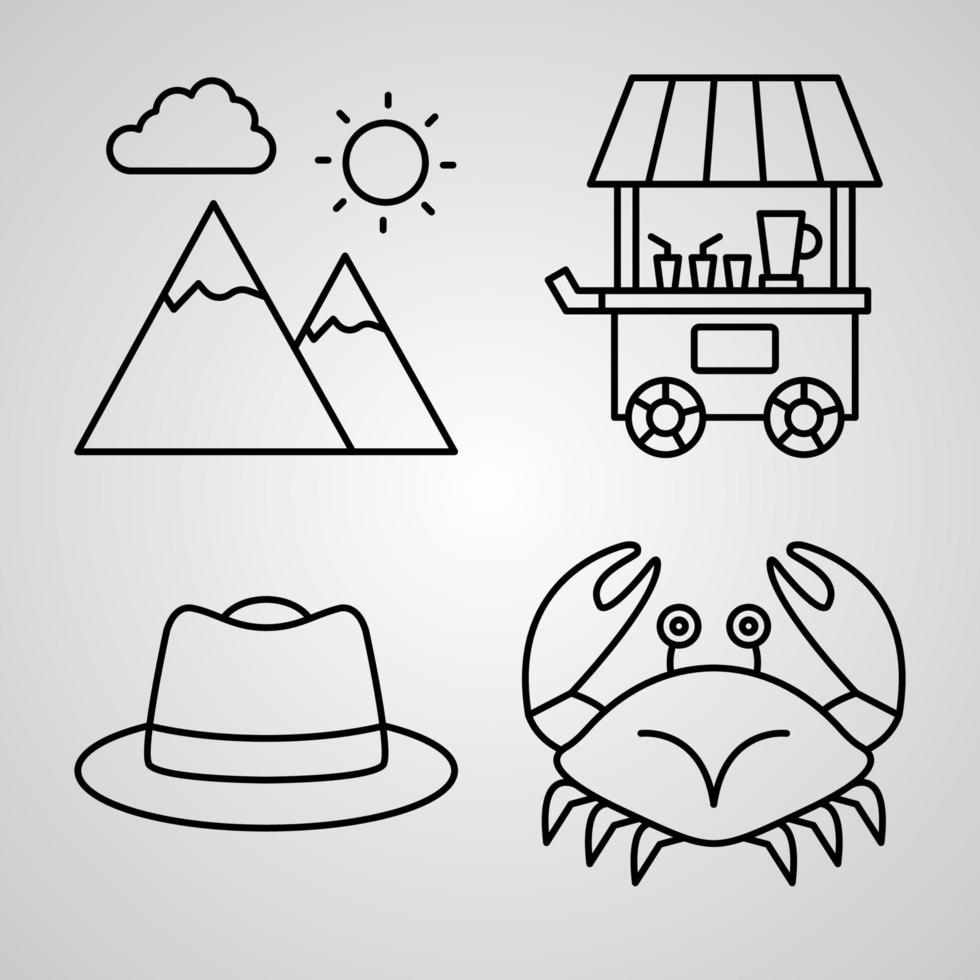 Set of Vector Line Icons of Travelling