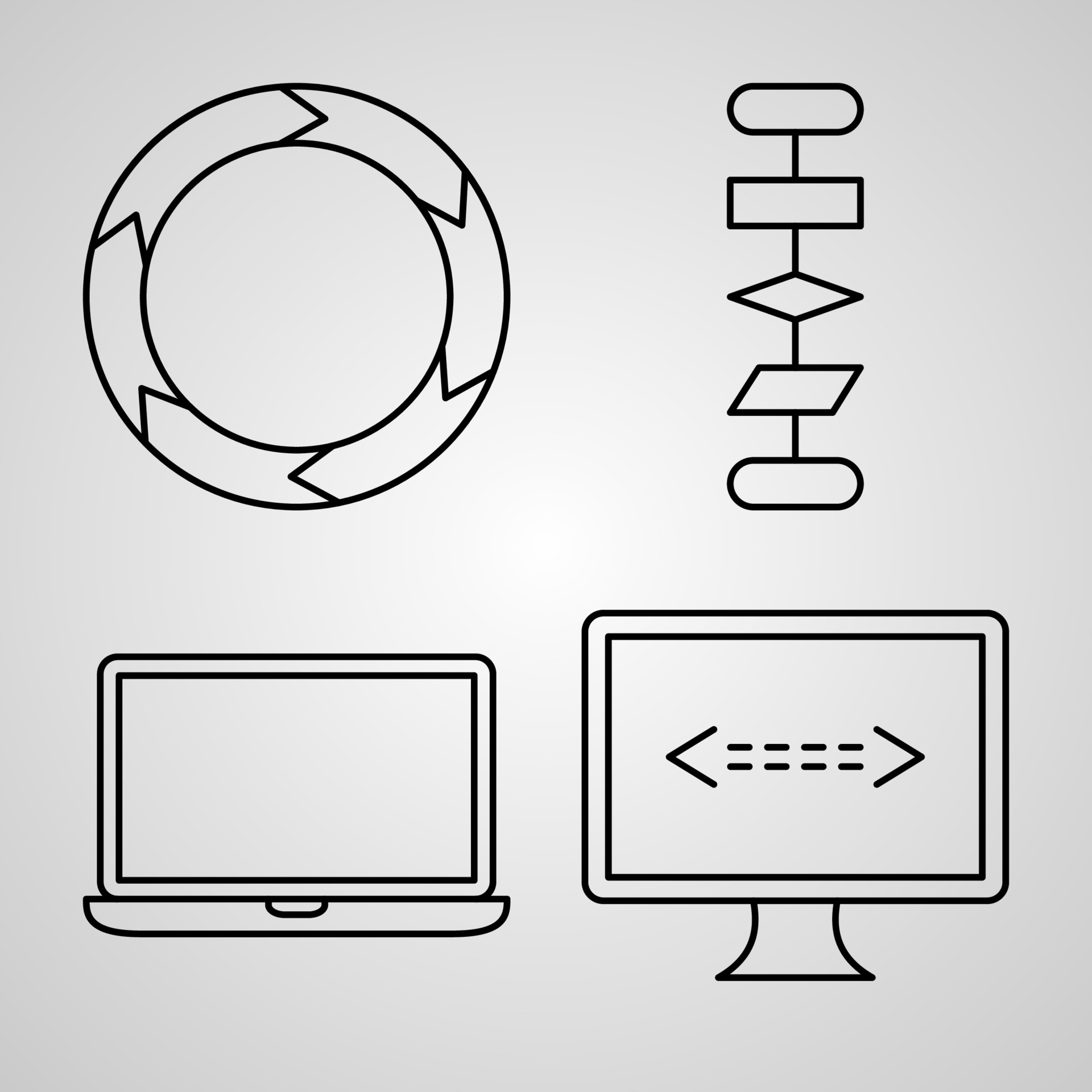 Set of Vector Line Icons of Computer Programming 3364291 Vector Art at ...