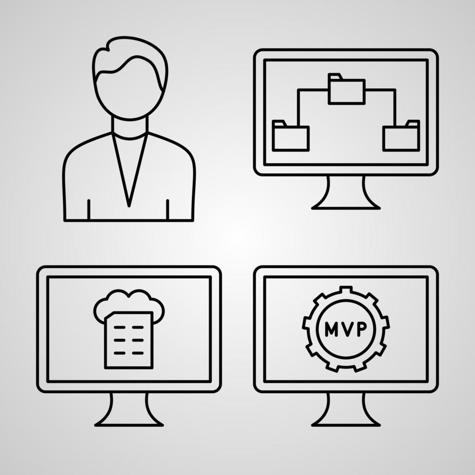 Set of Computer Programming Icons Vector Illustration Isolated White
