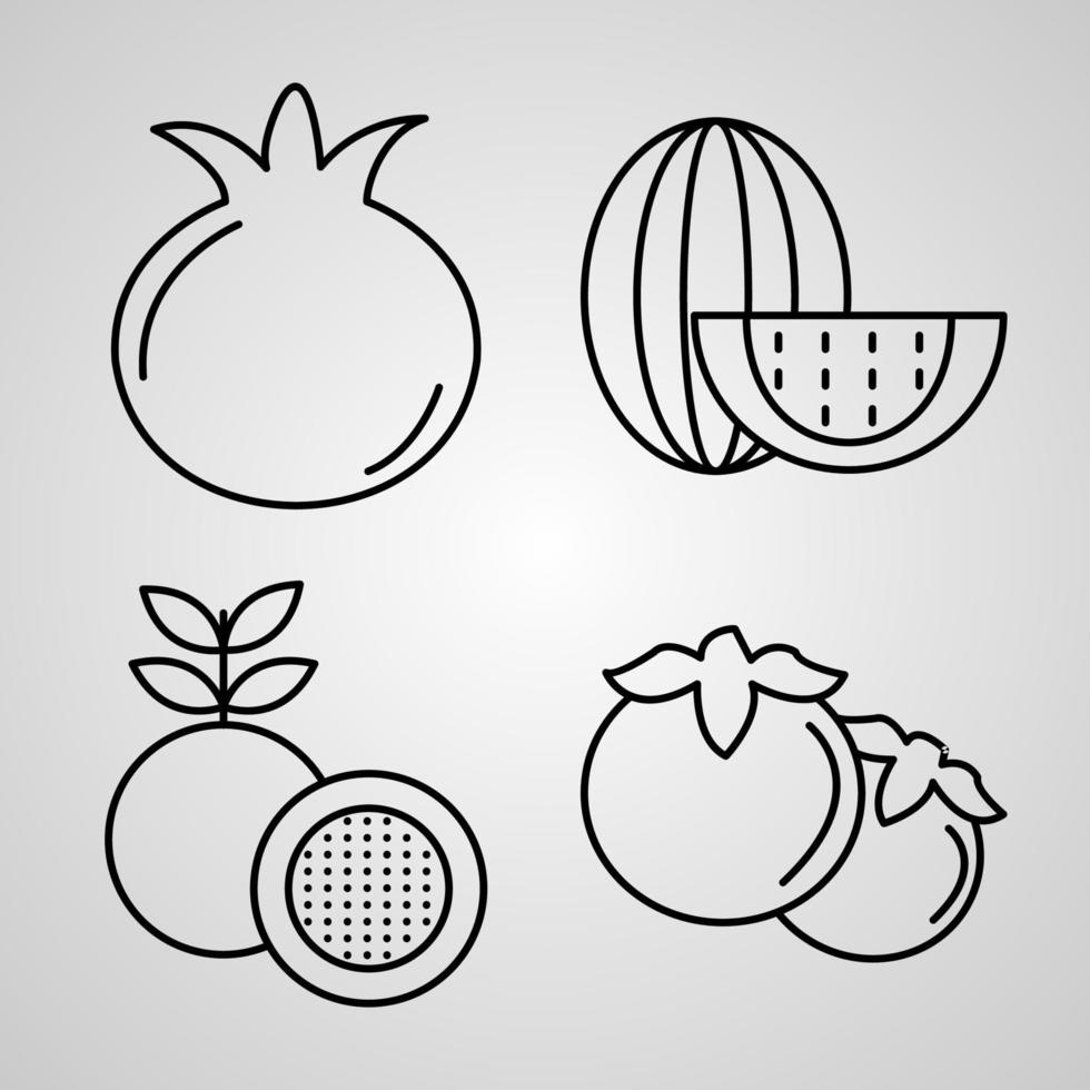 conjunto de iconos de frutas ilustración vectorial eps vector