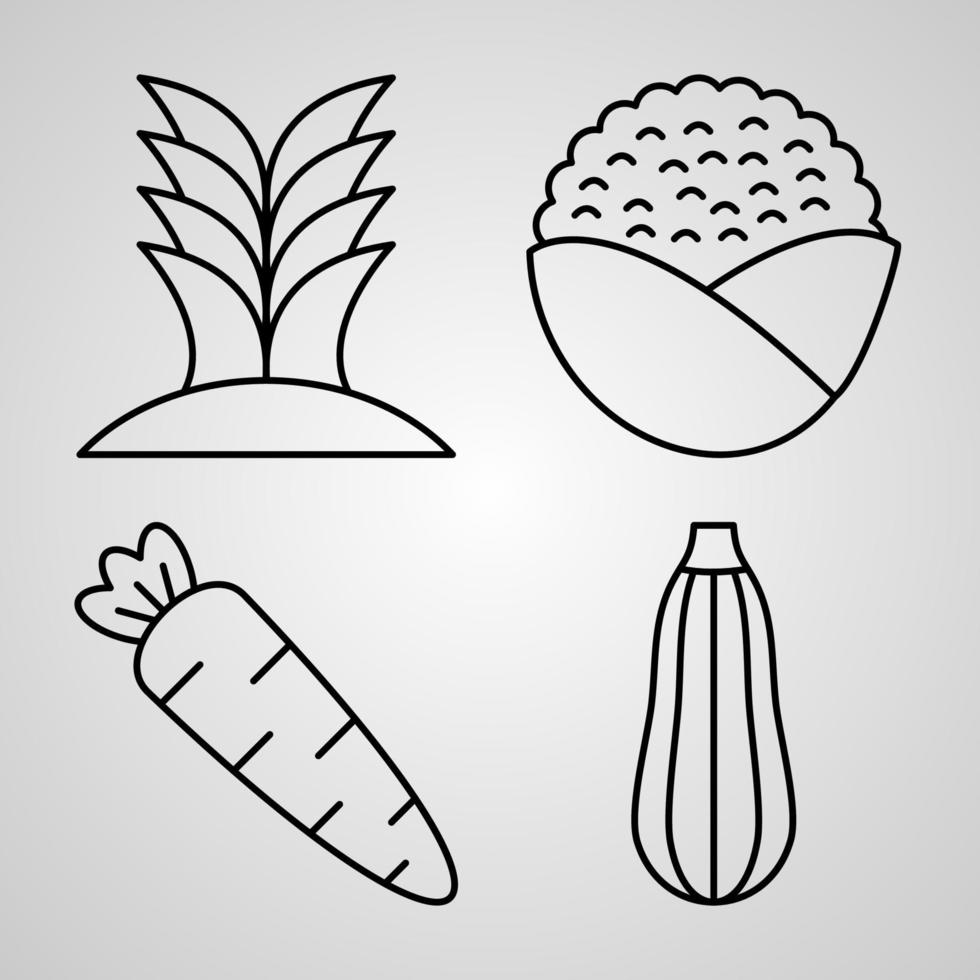 Set of Vector Line Icons of Vegetable