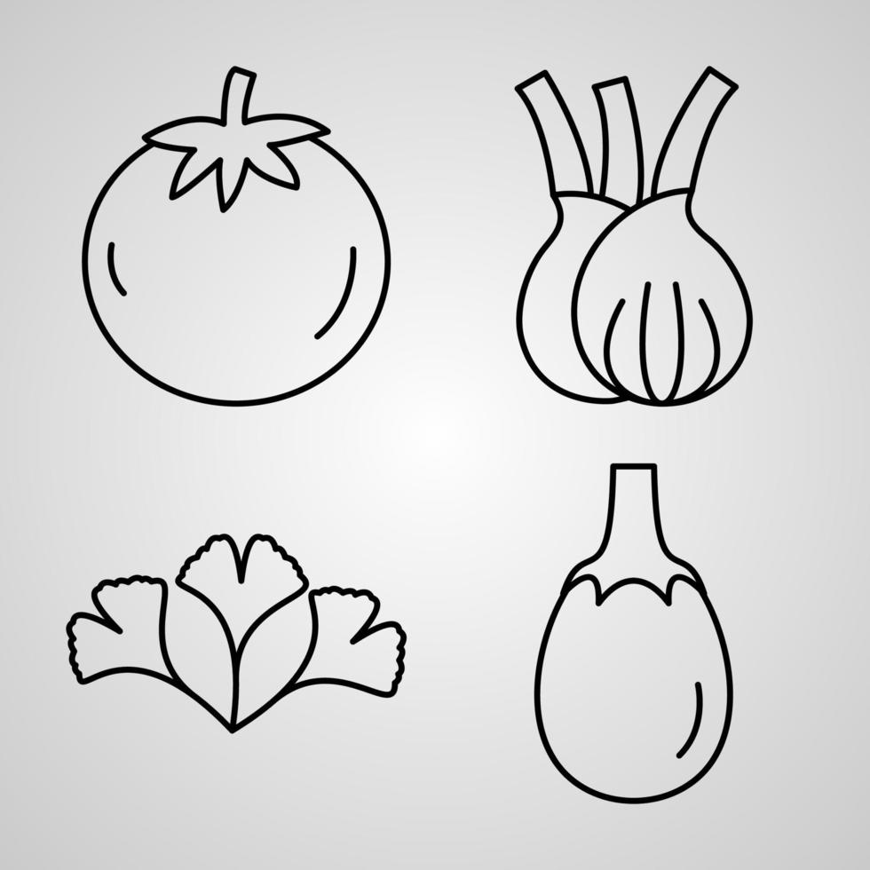 Vegetable Symbol On White background Vegetable Outline Icons vector