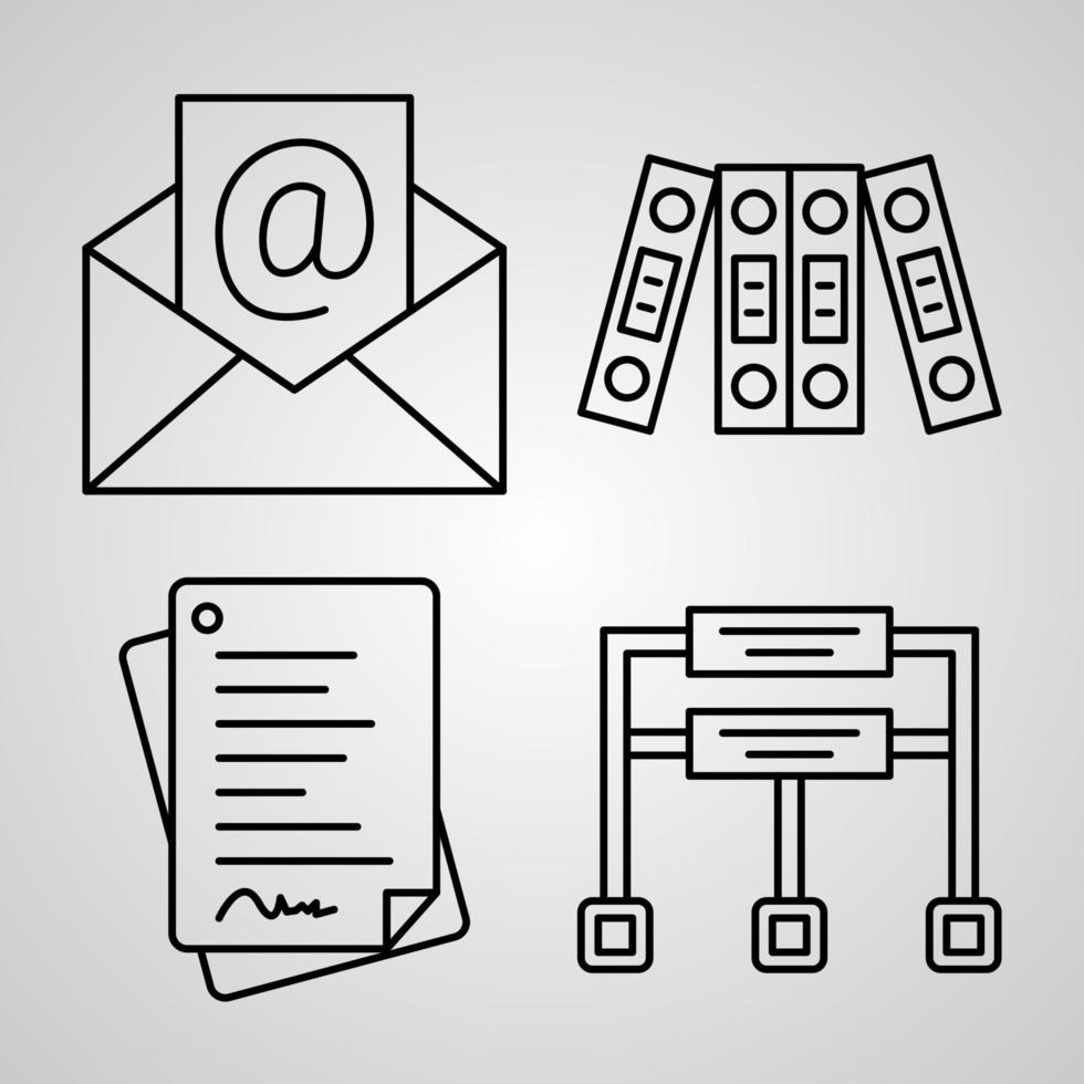 Outline Office Icons isolated on White Background vector
