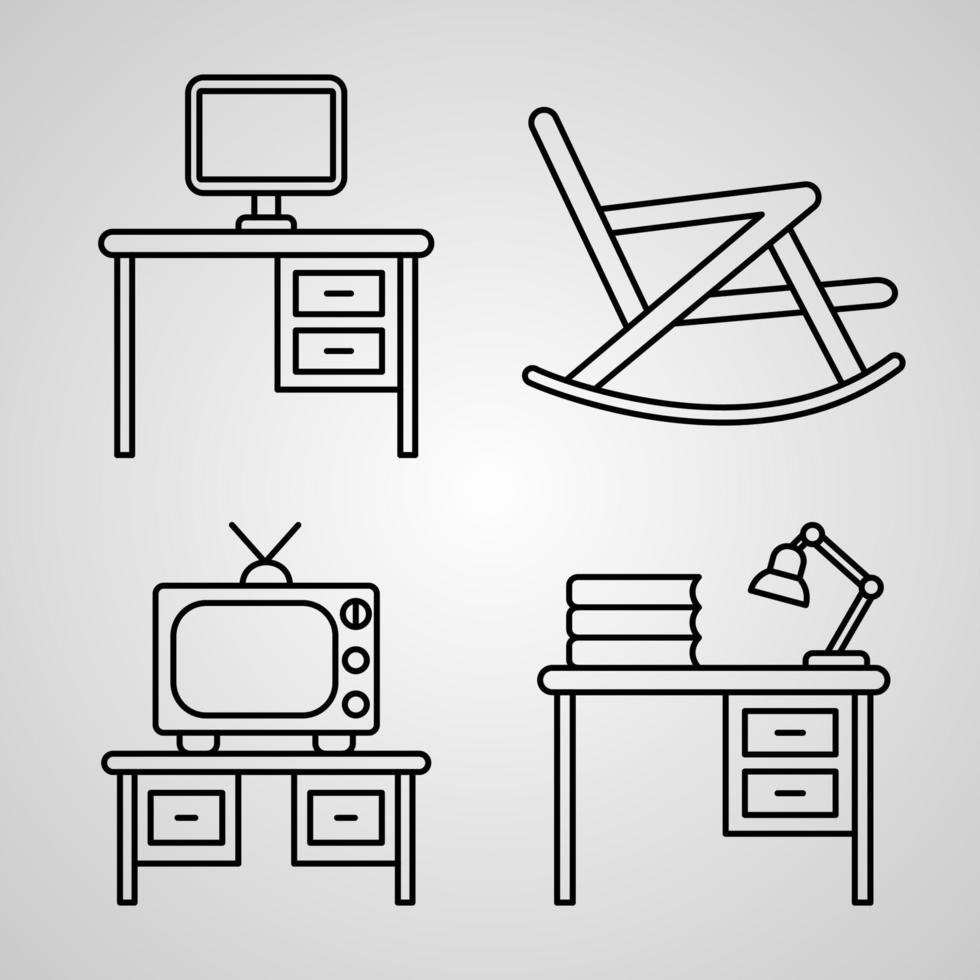 Hotel Symbol Collection On White background Hotel Outline Icons vector