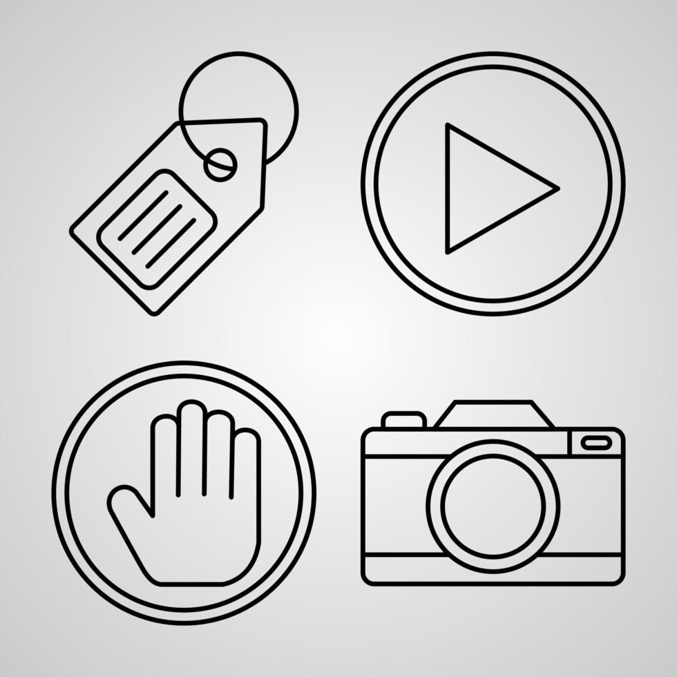 Multimedia Symbol White background Multimedia Outline Icons vector