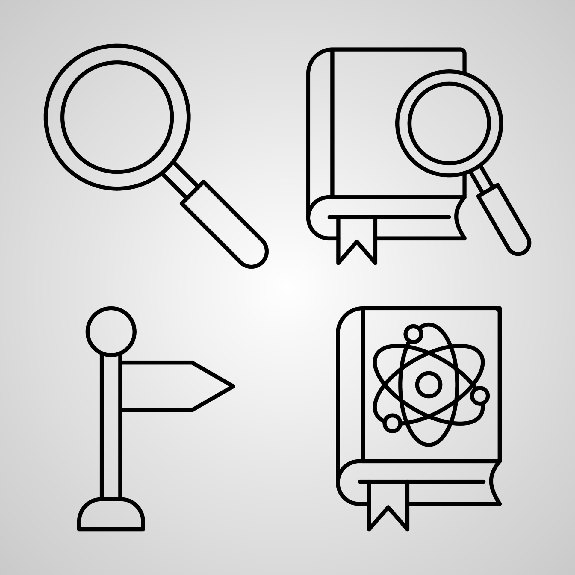 Simple Icon Set of Library Related Line Icons 3364393 Vector Art at ...