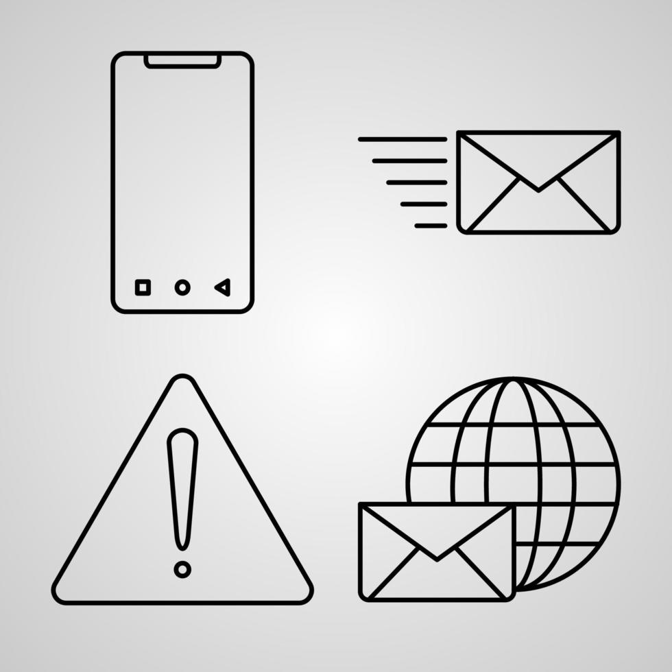 Set of Thin Line Flat Design Icons of Post Office vector