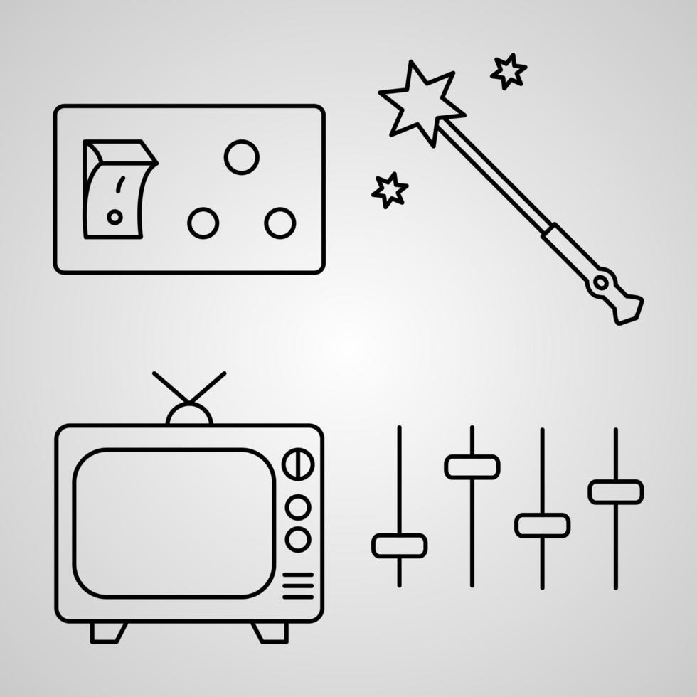 Esquema de iconos de elementos básicos aislados sobre fondo blanco. vector