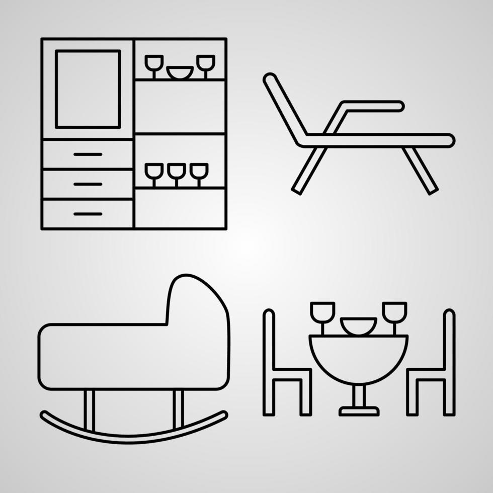 Hotel Line Icons Set Isolated On White Outline Symbols Hotel vector