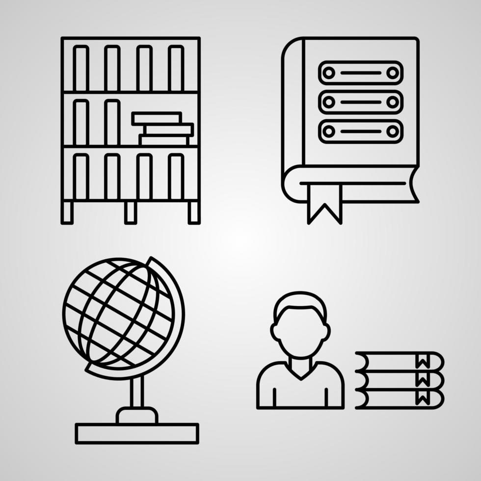 Library Line Icon Set Vector Symbol in Trendy Outline Style