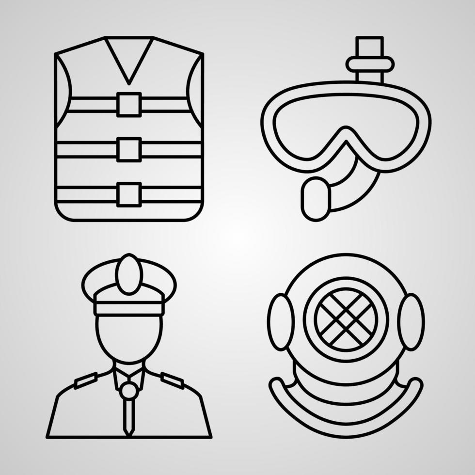 Simple Set of Sailor Vector Line Icons