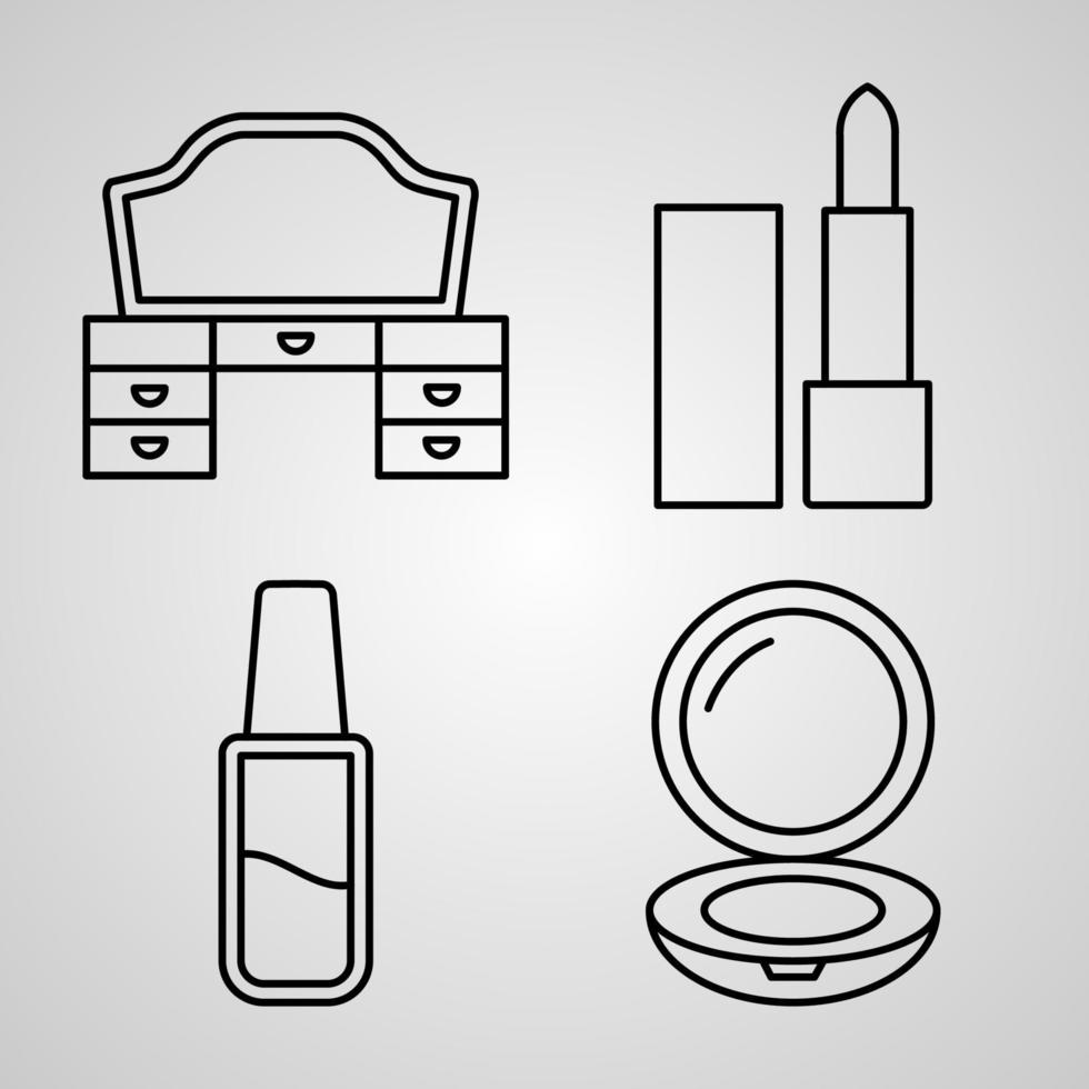 Set of Vector Line Icons of Beauty and Cosmetics