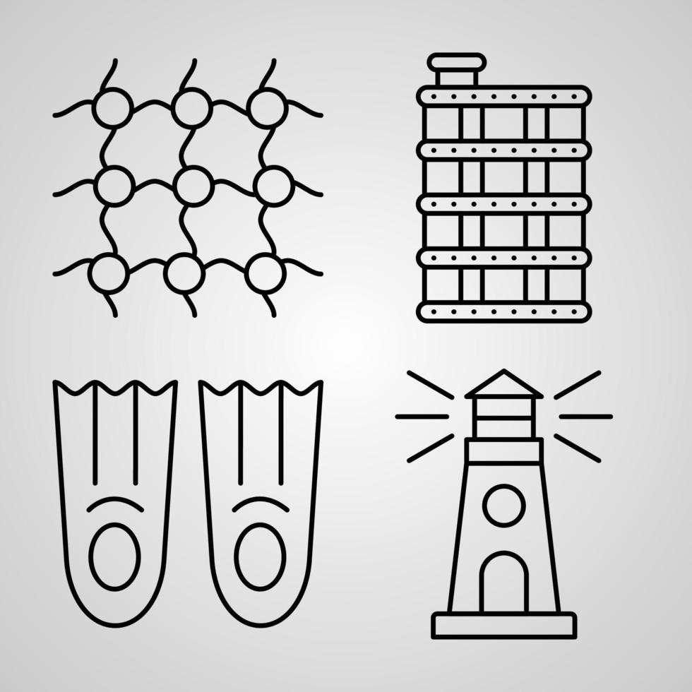 conjunto de iconos de línea de marinero de símbolo de vector en estilo de contorno de moda