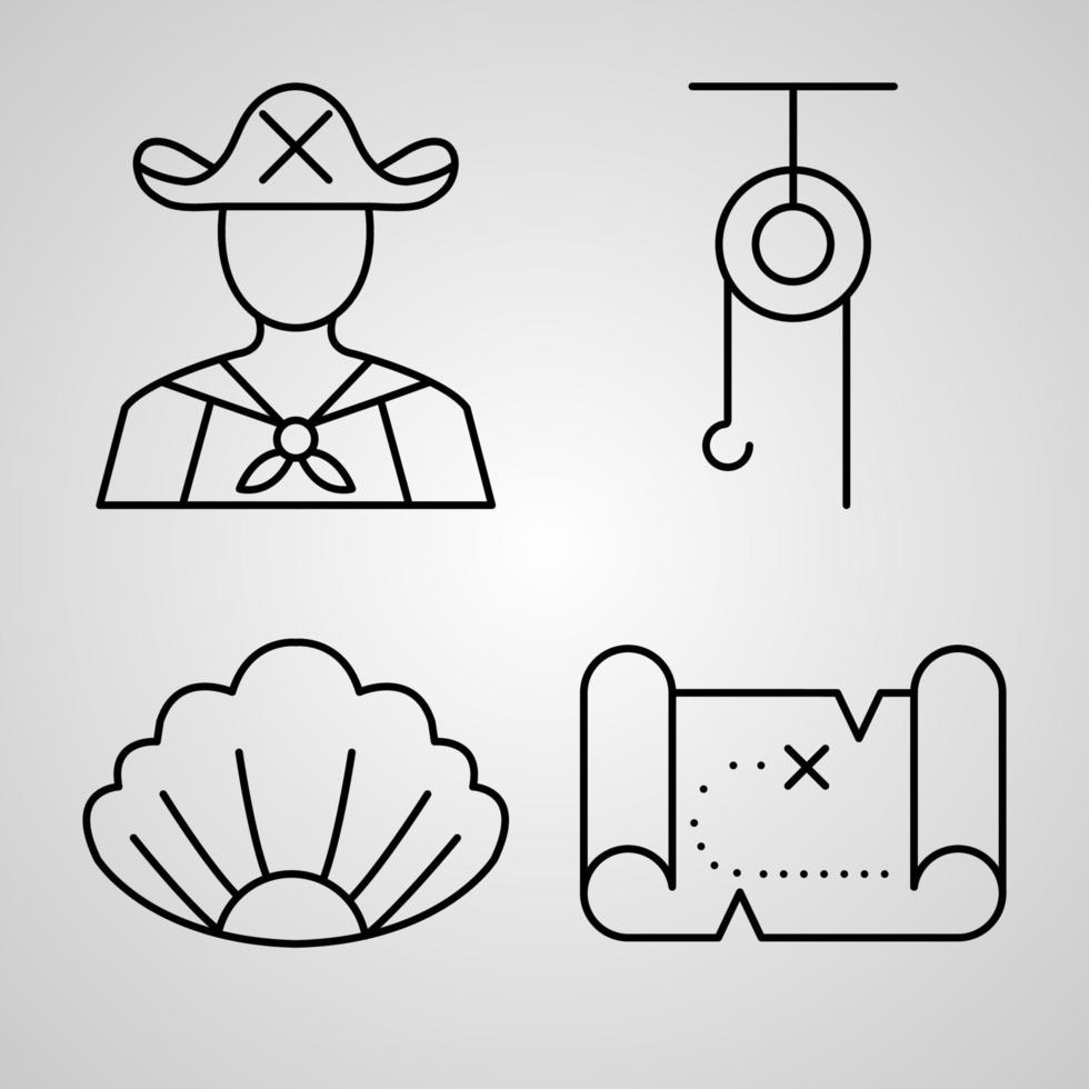 Set of Sailor Icons Vector Illustration Isolated on White Background