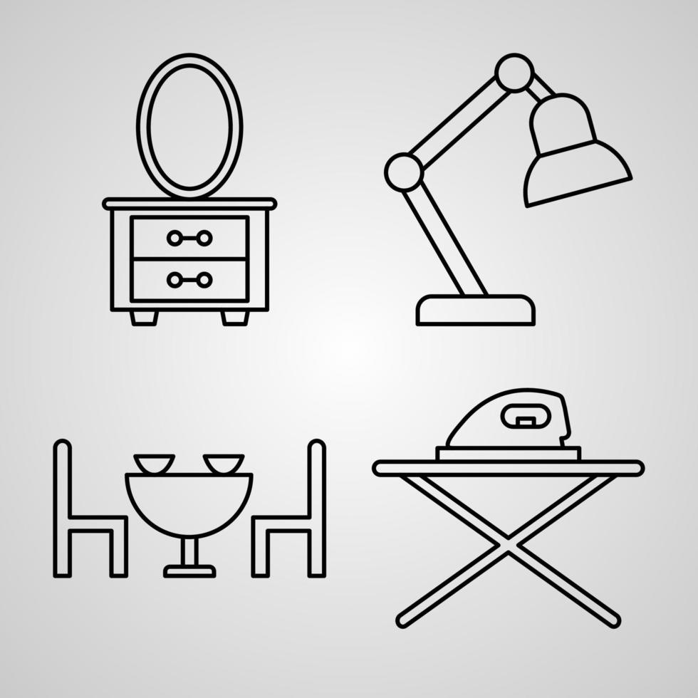 Simple Icon Set of Hotel Related Line Icons vector