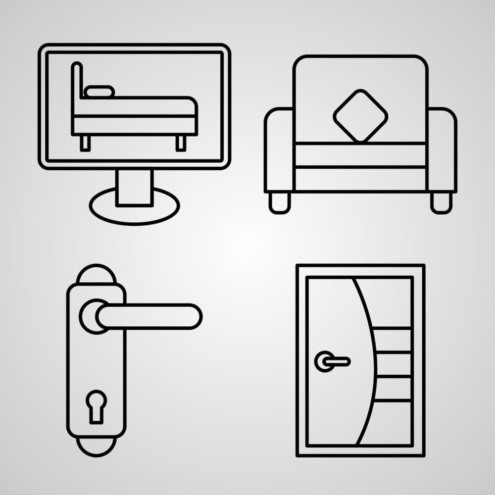 Collection of Hotel Symbols in Outline Style vector