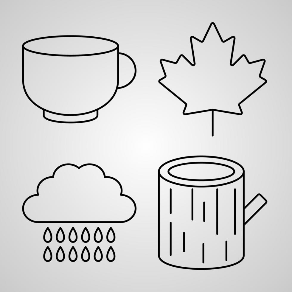 Autumn Icon Collection White Color Background vector