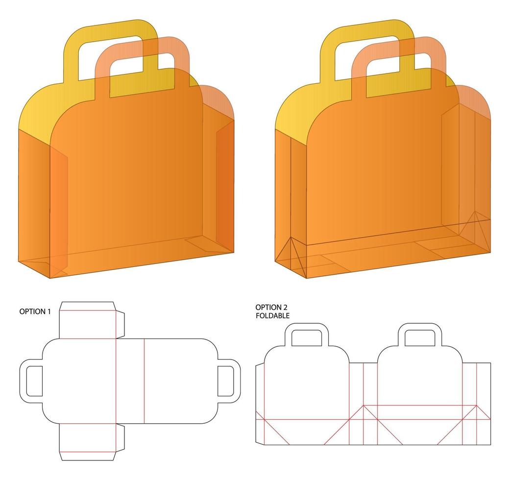 diseño de plantilla troquelada de embalaje de caja. Maqueta 3d vector