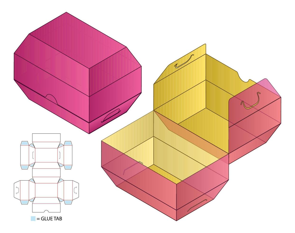 Box packaging die cut template design. 3d mock-up vector