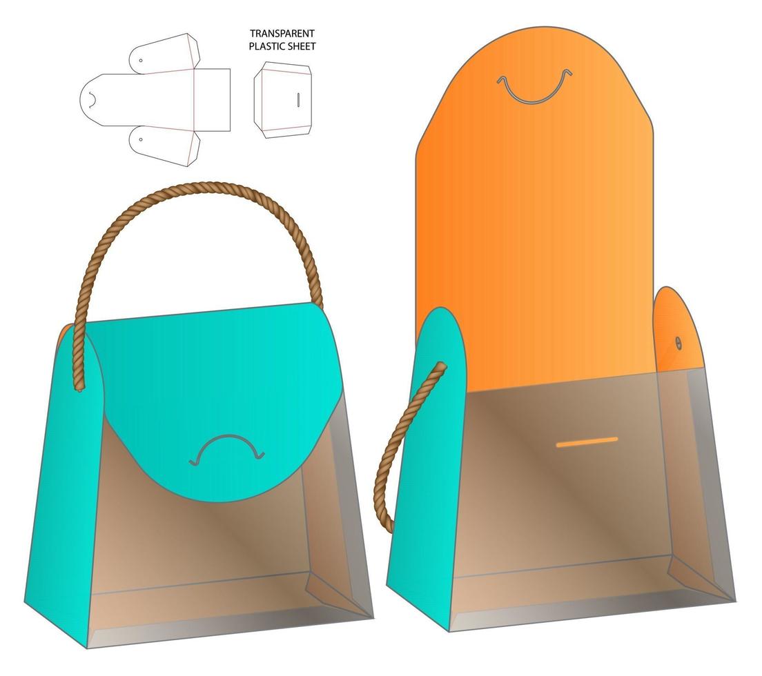 Box packaging die cut template design. 3d mock-up vector