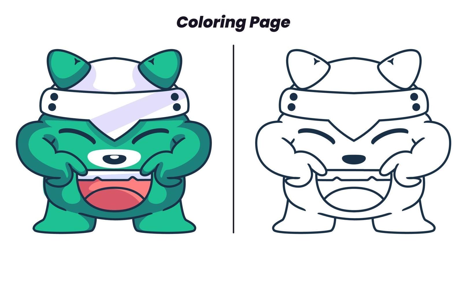 cute monster with coloring page vector