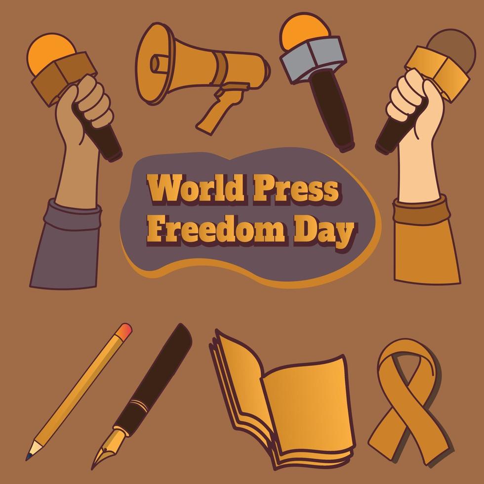 Hand drawn doodle world press freedom day vector