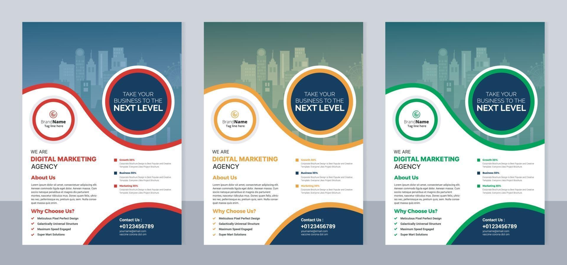 Modern and professional flyer template, vector cover multiple color