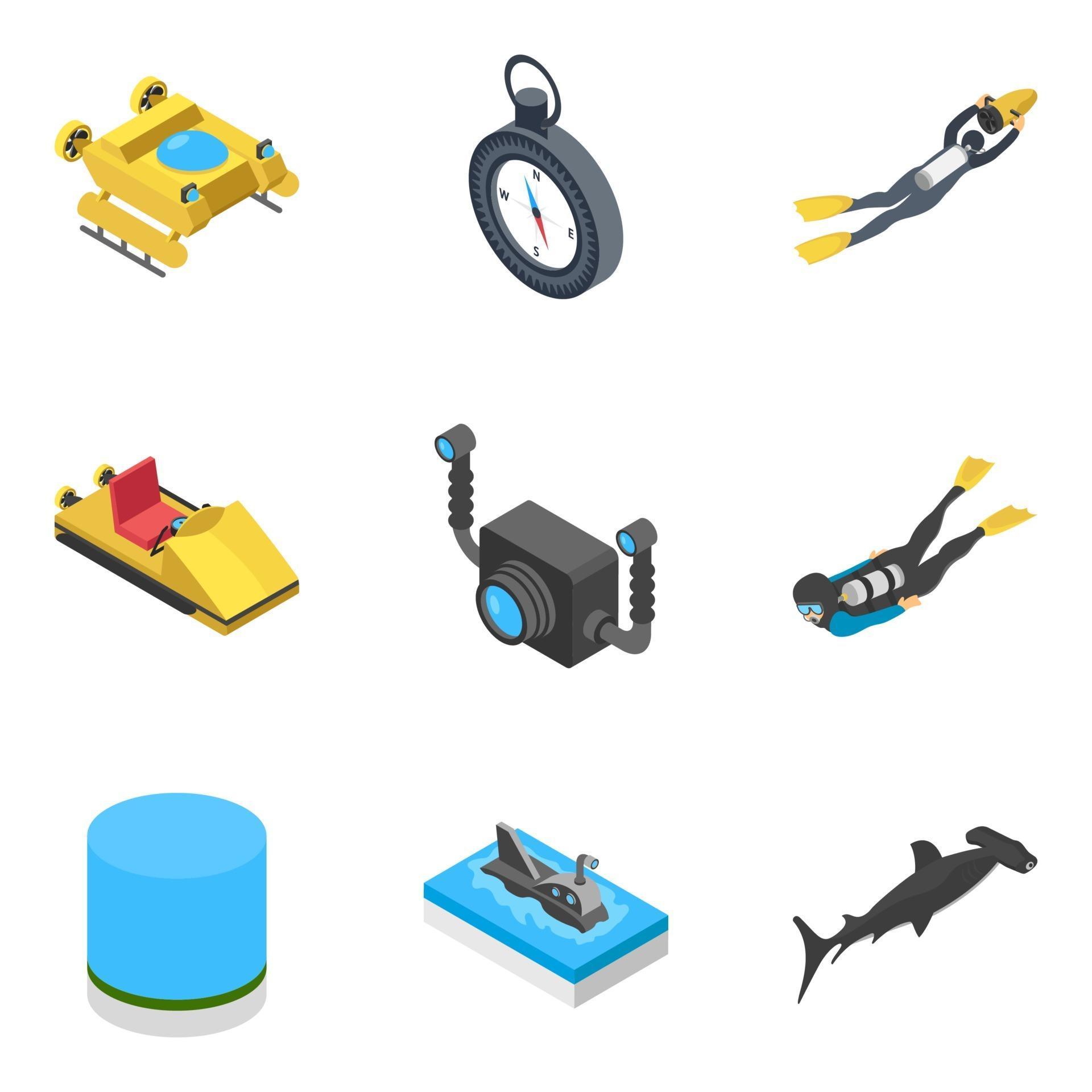 Scuba Diving Elements 3364810 Vector Art at Vecteezy