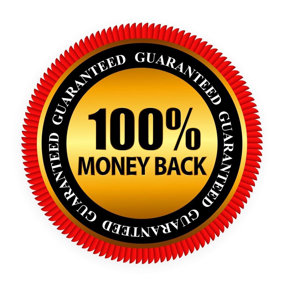 Vector Money Back Guarantee Gold Sign, Label